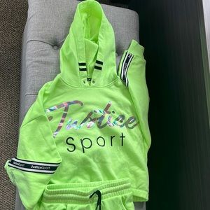 Justice neon green sweatsuit